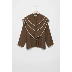 BLUSA VOLANTES V MARRON