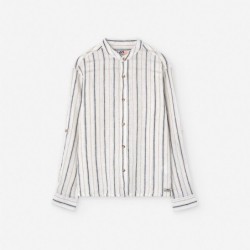CAMISA CHICO LINO RAYAS BEIGE