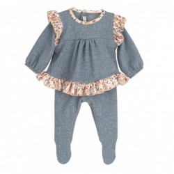 CONJUNTO POLAINA FLORES AZUL