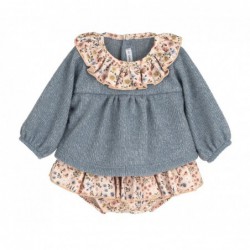 CONJUNTO POLOLO FLORES AZULES