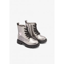 BOTAS NIÑA MILITARES ESTRELLA PLATEADAS