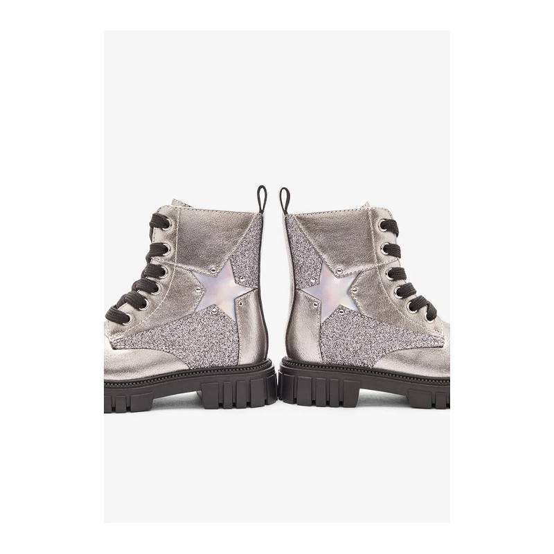 BOTAS NIÑA MILITARES ESTRELLA PLATEADAS