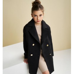 ABRIGO CHICA NEGRO BOTONES...