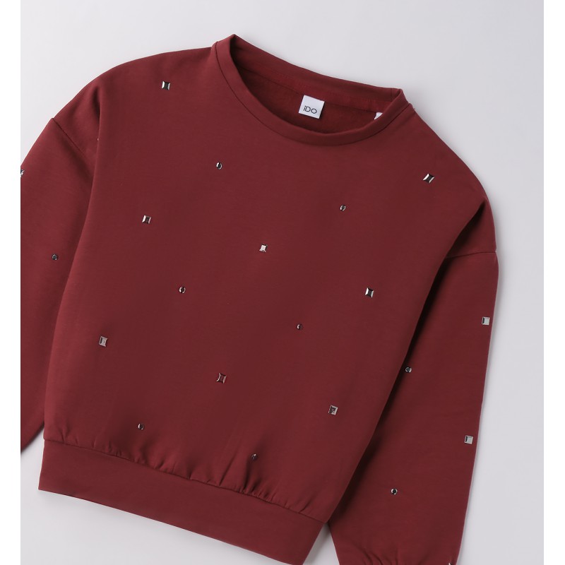 SUDADERA CHICA TACHUELAS BURDEOS