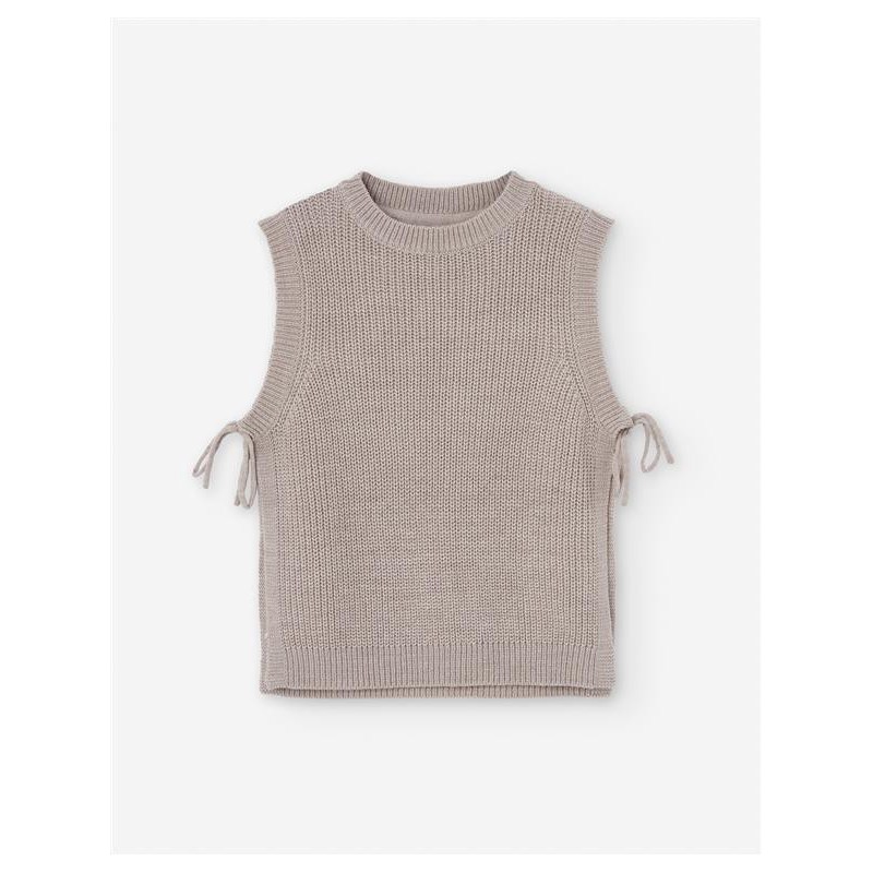 CHALECO CHICA PUNTO LAZADA BEIGE