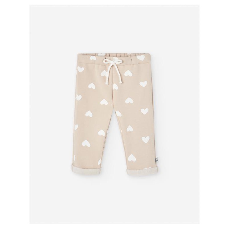 JOGGIN BEBE NIÑA CORAZONES BEIGE
