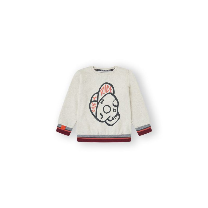 SUDADERA NIÑO SKULL BEIGE