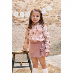TOP CIRCO & FALDA PANTALON PANA ROSA