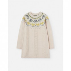 VESTIDO NIÑA PUNTO GRECA BEIGE