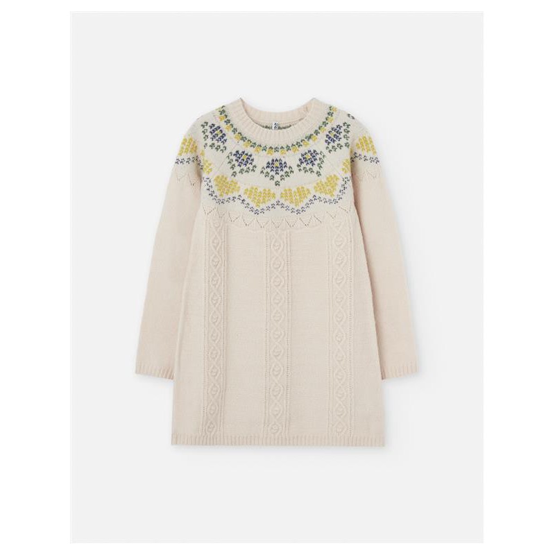 VESTIDO NIÑA PUNTO GRECA BEIGE