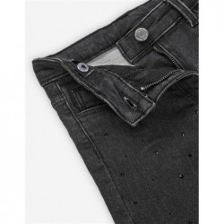 PANTALON DENIM NIÑA BRILLO NEGRO