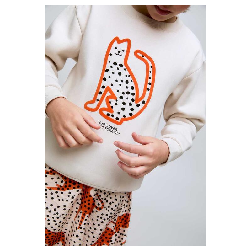 SUDADERA NIÑA GATO PUNTOS CRUDA
