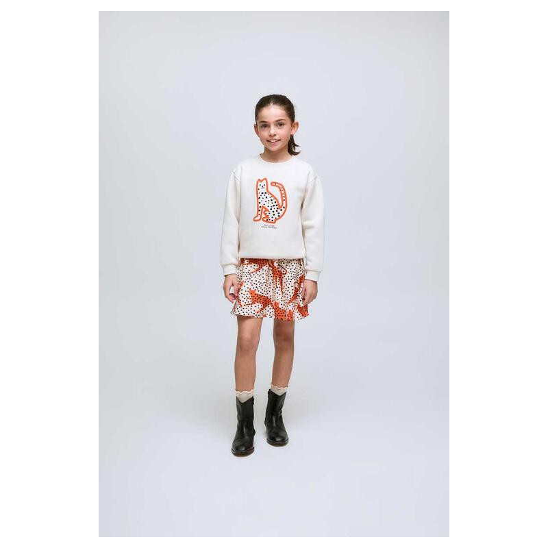 FALDA NIÑA GATOS PUNTOS BEIGE