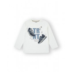 CAMISETA NIÑO ZAPATILLAS CRUDA