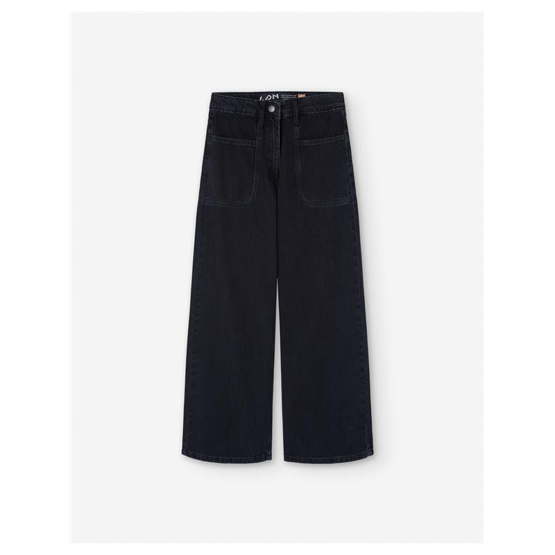 PANTALON CHICA ANCHO NEGRO