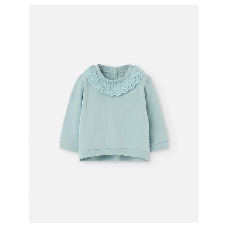 SUDADERA BEBE NIÑA VOLANTE PUNTILLA VERDE AGUA