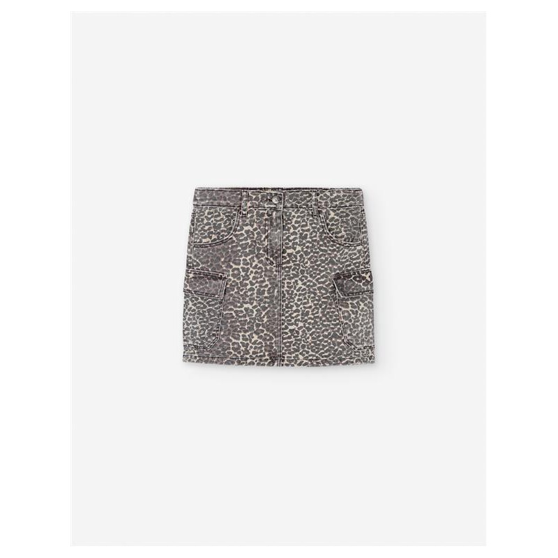 MINI FALDA DENIM CHICA LEOPARDO