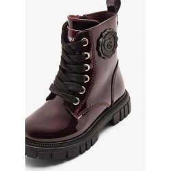 BOTA MILITAR NIÑA BURDEOS