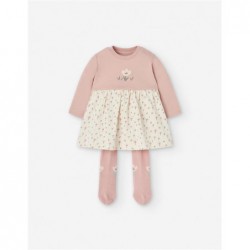 VESTIDO BEBE FLORECITAS & LEOTARDO ROSA