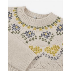 VESTIDO NIÑA PUNTO GRECA BEIGE