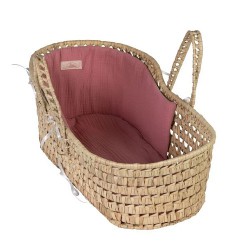 CAPAZO MUÑECO BEBE HOJA DE PALMA ROSA