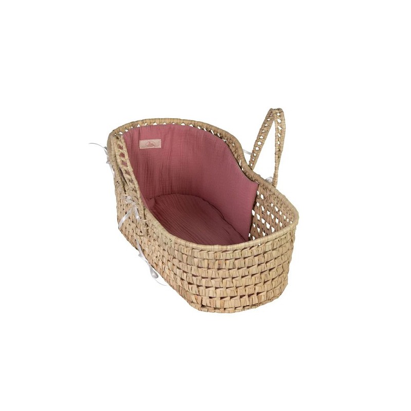 CAPAZO MUÑECO BEBE HOJA DE PALMA ROSA