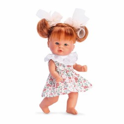 MUÑECA BOMBONCIN COLETAS VESTIDO FLORES SALMON