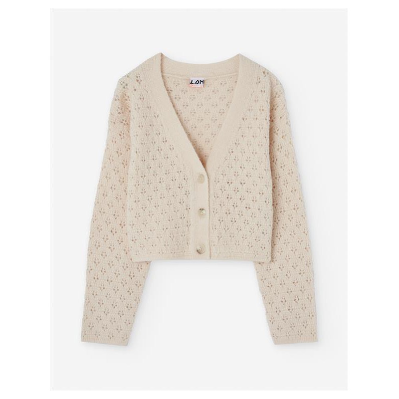 CHAQUETA PUNTO CHICA CALADA BEIGE