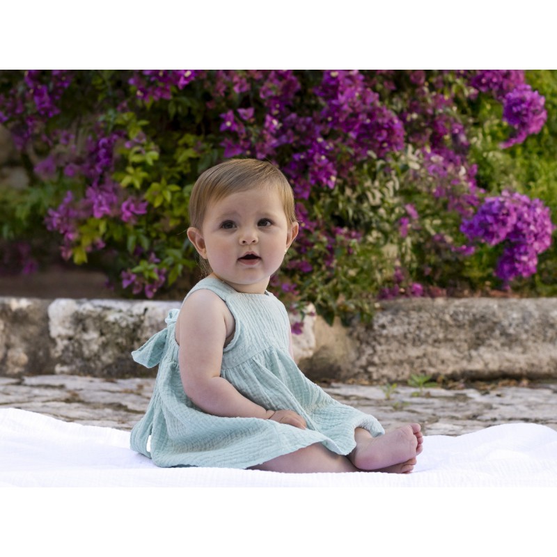 VESTIDO BEBE PLUMETI VERDE AGUA