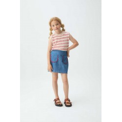 FALDA NIÑA DENIM ONDULINA ROJA