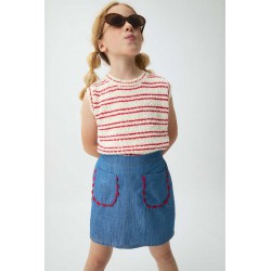 FALDA NIÑA DENIM ONDULINA ROJA