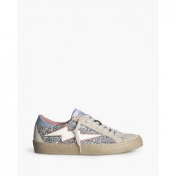 ZAPATILLA CHICA RAYO GLITTER PLATA CORINA