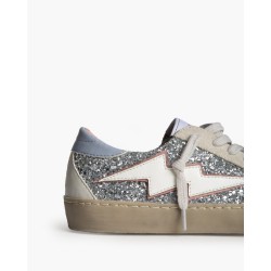 ZAPATILLA CHICA RAYO GLITTER PLATA CORINA