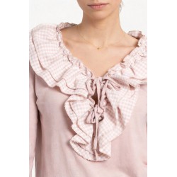 CAMISETA TEEN CUELLO VOLANTE VICHY