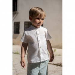 CAMISA NIÑO BLANCA & SHORT MINT