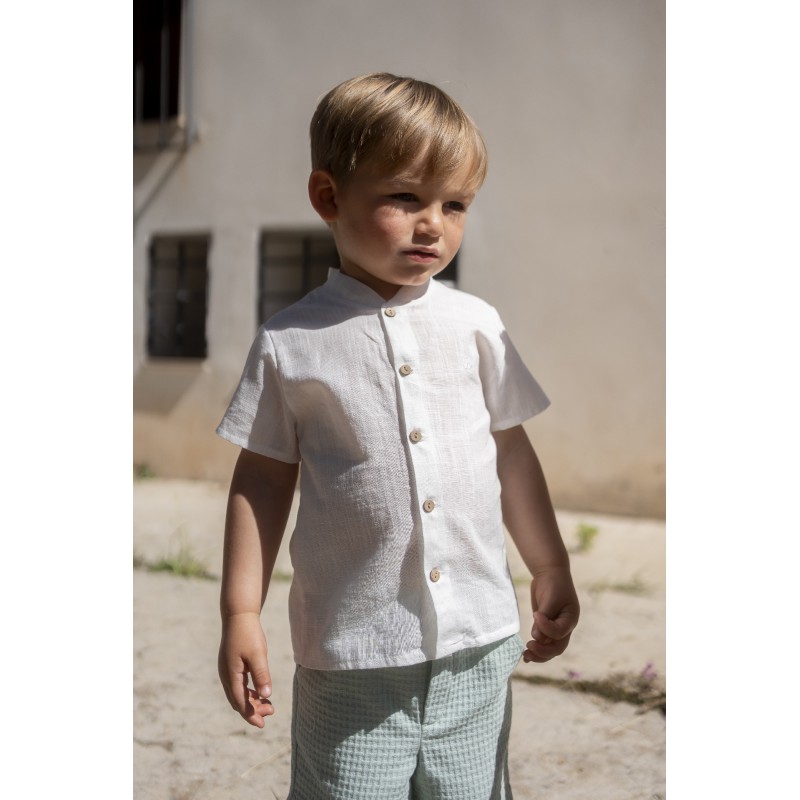 CAMISA NIÑO BLANCA & SHORT MINT