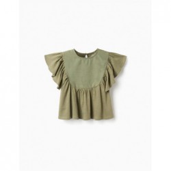TOP NIÑA VOLANTE MANGA KHAKI