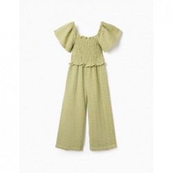 MONO NIÑA BORDADO FLORES KAKI