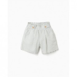 SHORT NIÑA ONDAS VICHY VERDE MINT