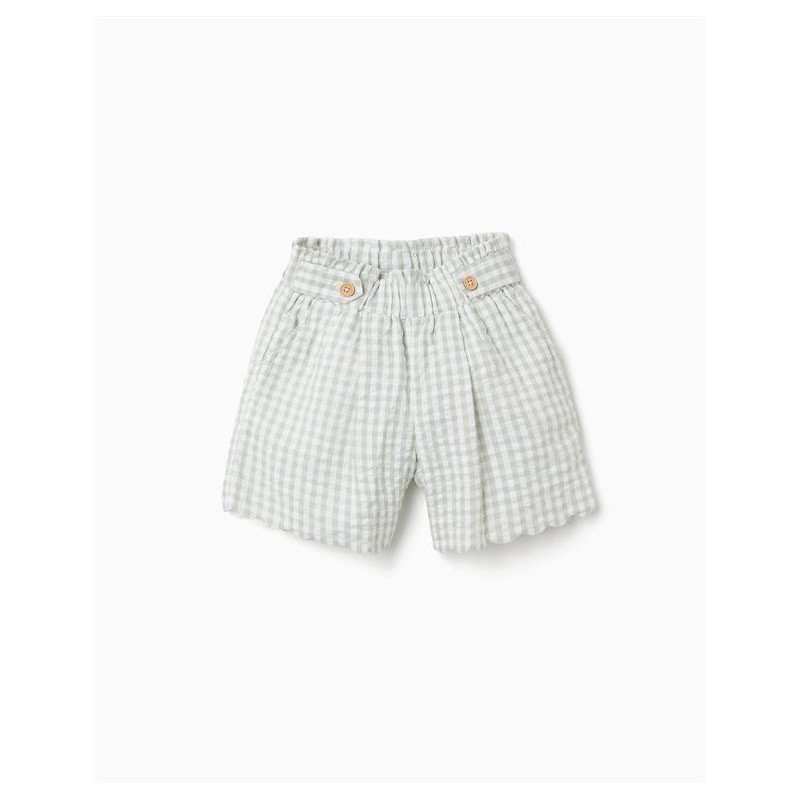 SHORT NIÑA ONDAS VICHY VERDE MINT