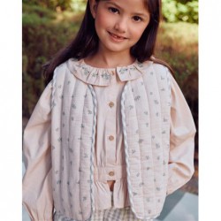 CHALECO NIÑA REVERSIBLE FLORECITAS VERDES MINT