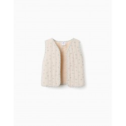 CHALECO NIÑA REVERSIBLE FLORECITAS VERDES MINT