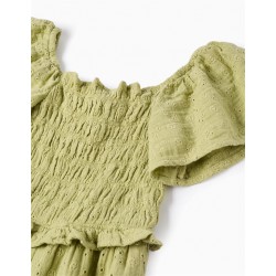 TOP NIÑA BORDADO FLORES KHAKI