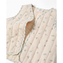 CHALECO BEBE NIÑA REVERSIBLE FLORECITAS VERDES