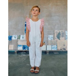 MONO NIÑA VOLANTES BORDADO FLORES CORAL