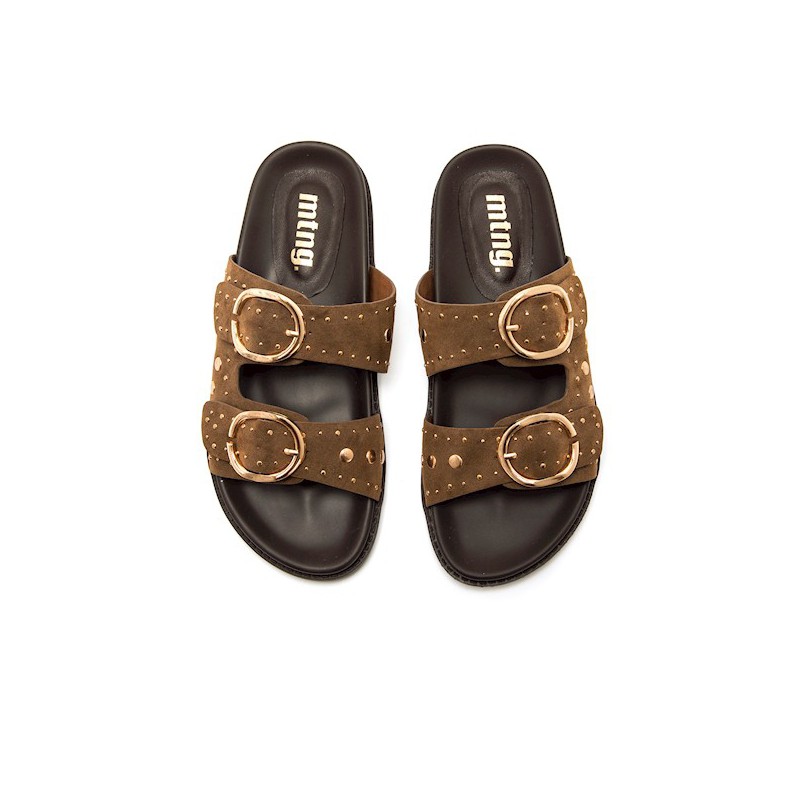 SANDALIA CHICA BIO TACHUELAS MARRON