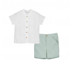 CAMISA NIÑO BLANCA & SHORT MINT