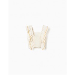 TOP CHICA  PUNTO CRUZ VOLANTE BEIGE