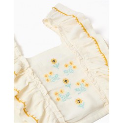 TOP CHICA  PUNTO CRUZ VOLANTE BEIGE