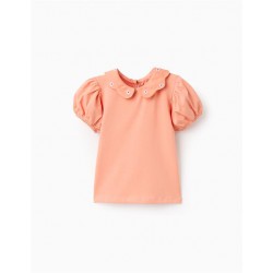 BLUSA BEBE CUELLO MARGARITAS NARANJA